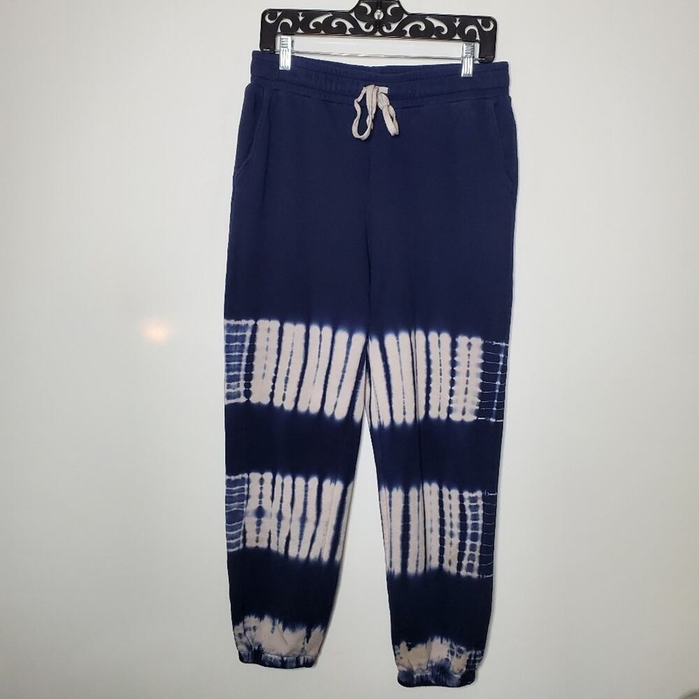 Madewell Cotton Tie-Dye retro blue & white drawstring sweatpants Size Medium - Picture 2 of 11